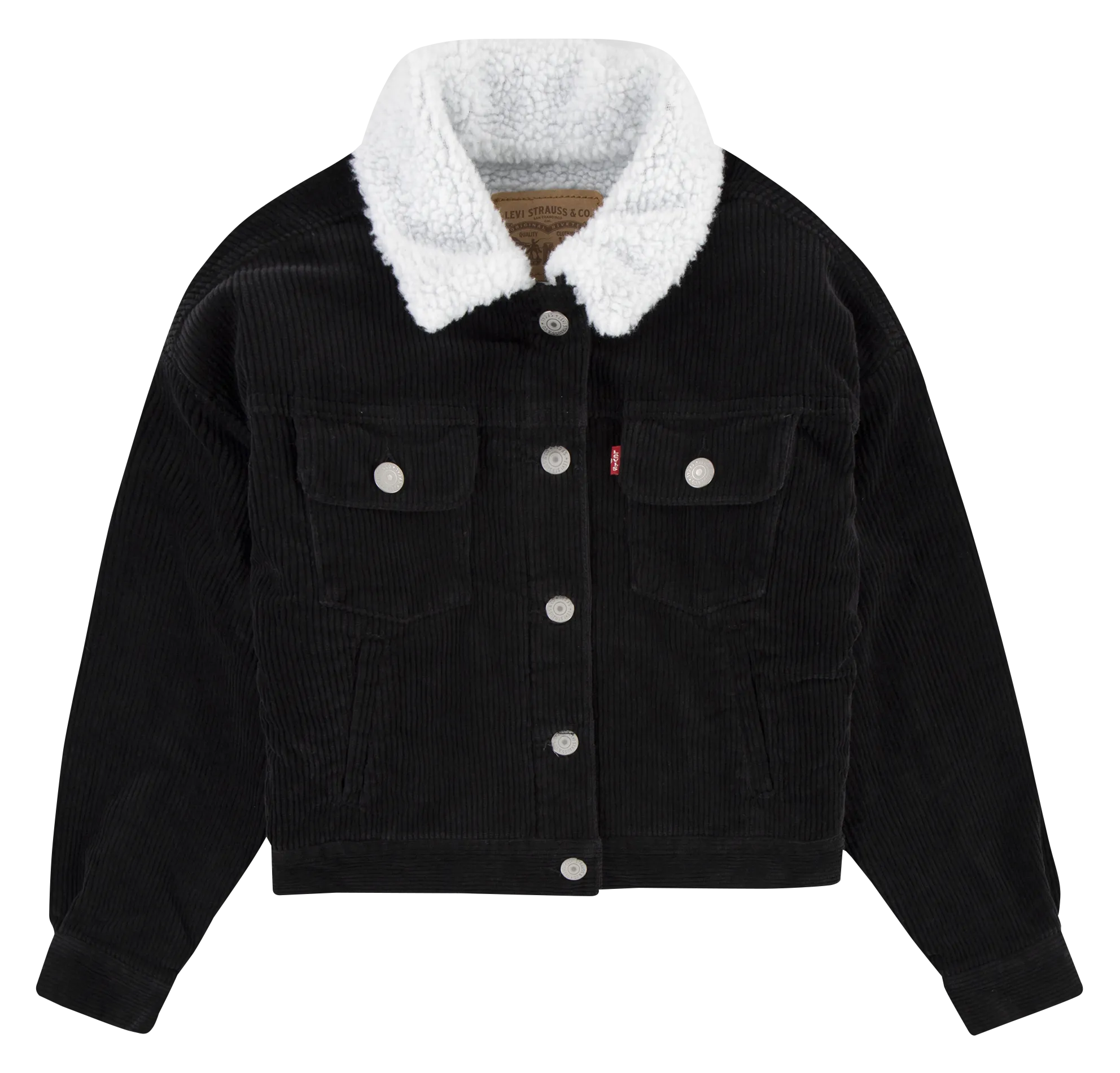 Chaqueta corta de canalé de algodón en negro