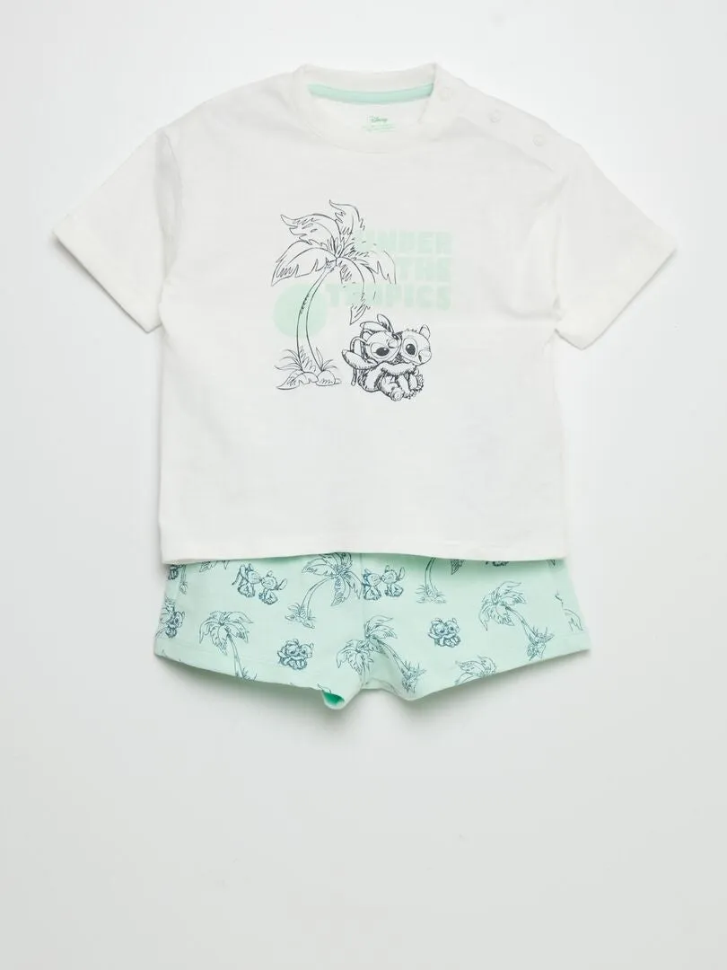 CONJUNTO DE CAMISETA + SHORT 'DISNEY'  2 PIEZAS  BLANCO