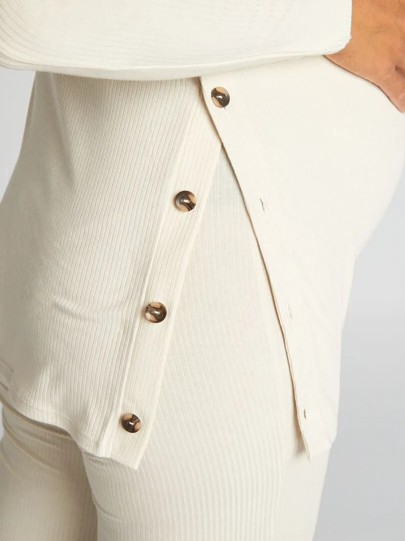 CONJUNTO DE PREMAMá CON CAMISETA + PANTALóN DE CANALé  BEIGE
