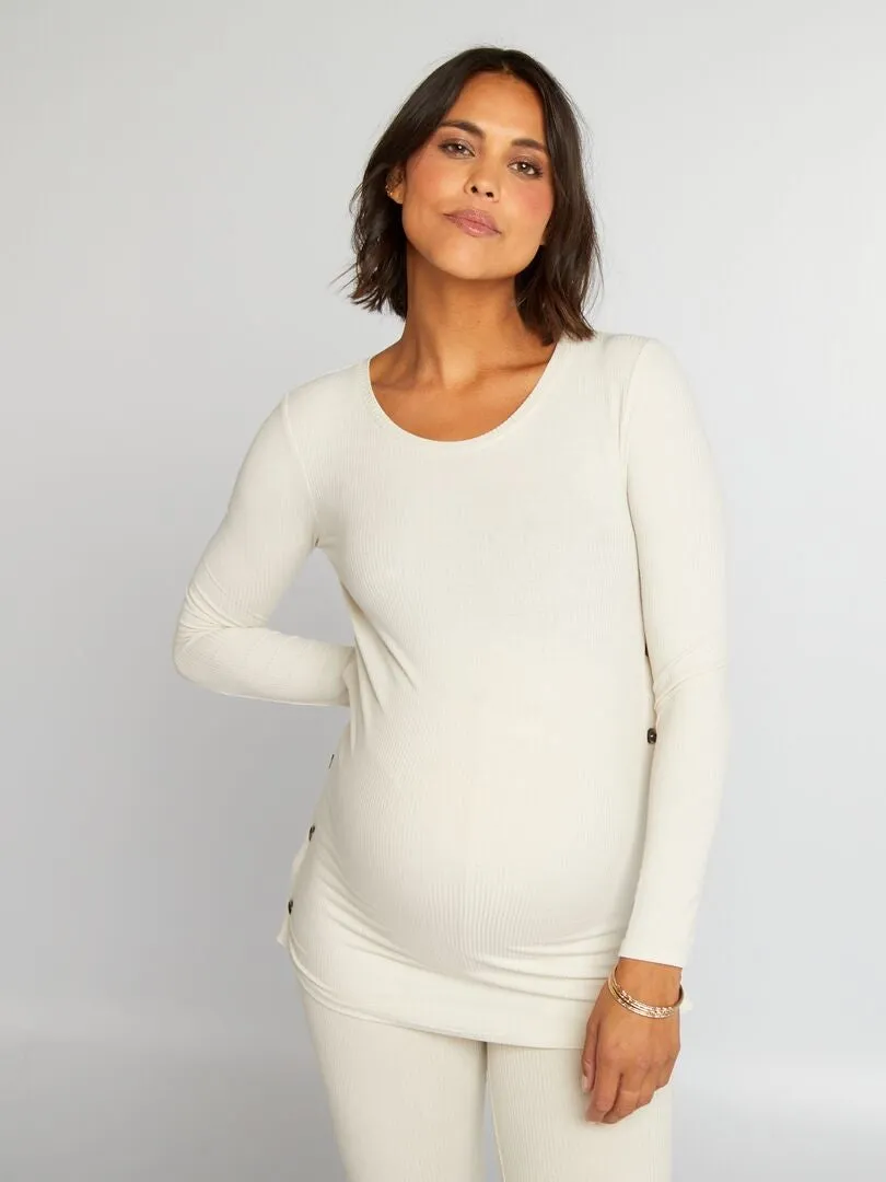 CONJUNTO DE PREMAMá CON CAMISETA + PANTALóN DE CANALé  BEIGE