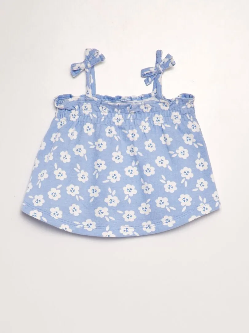 CONJUNTO DE SHORT + CAMISETA DE TIRANTES ESTAMPADA   2 PIEZAS  AZUL