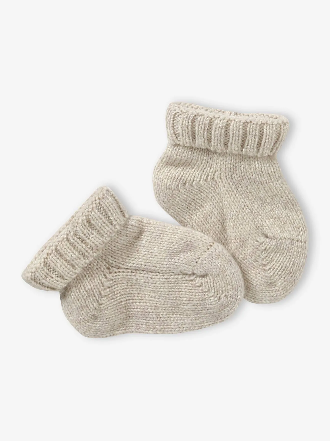Conjunto para recién nacido de punto tricot: gorro + manoplas + zapatillas de casa