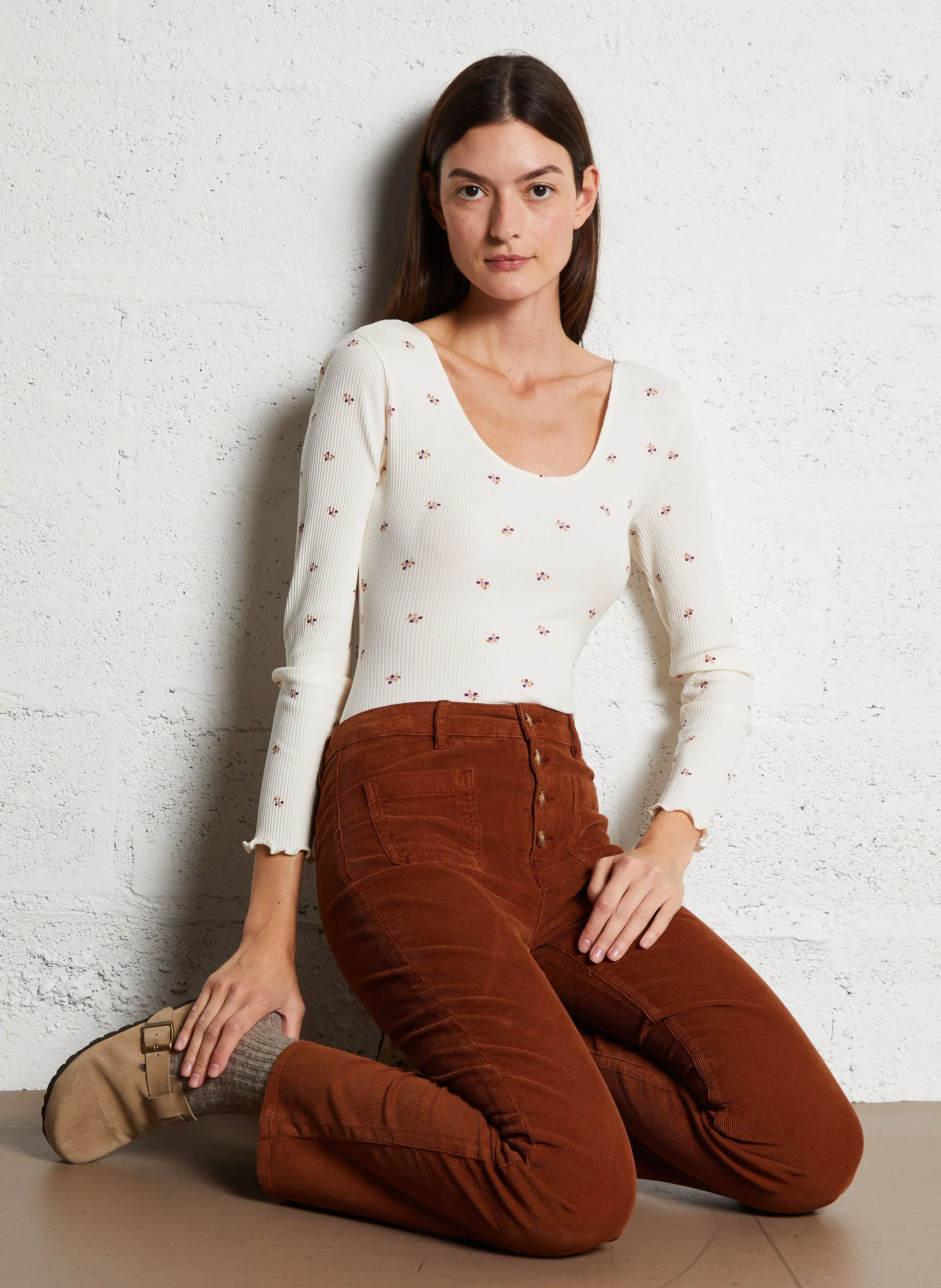 DES PETITS HAUTS HAIVY  BODY DE ALGODóN CON CUELLO REDONDO EN BLANCO