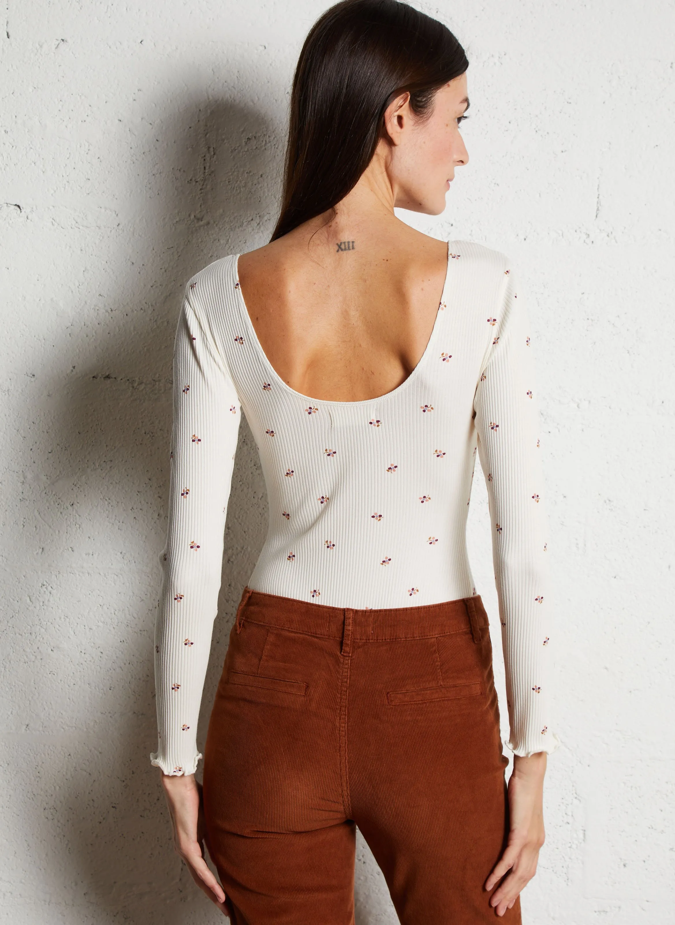DES PETITS HAUTS HAIVY  BODY DE ALGODóN CON CUELLO REDONDO EN BLANCO