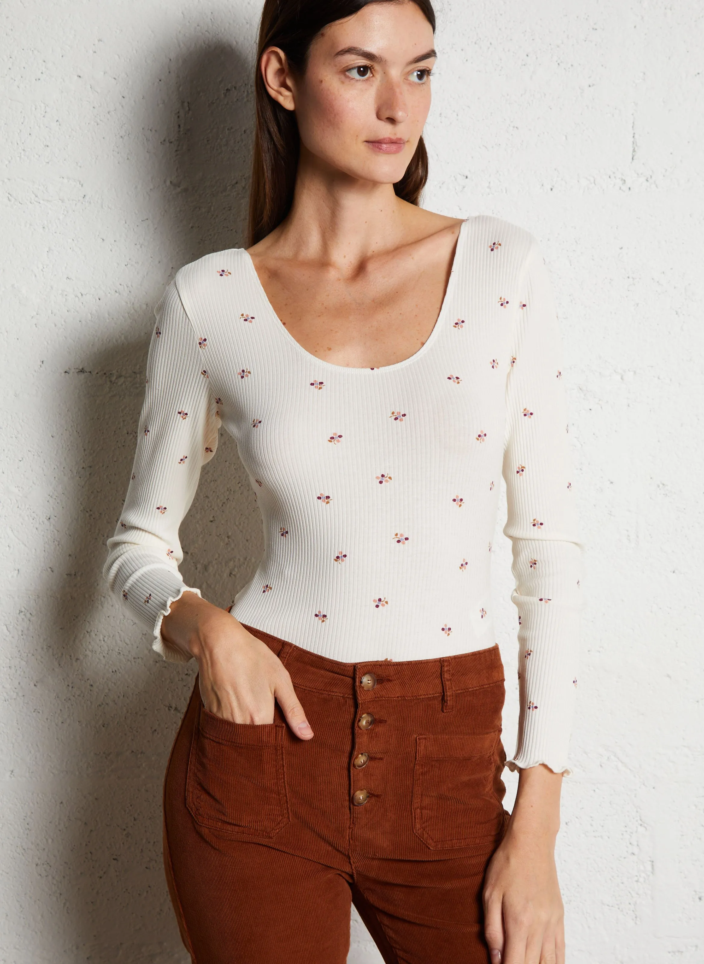 DES PETITS HAUTS HAIVY  BODY DE ALGODóN CON CUELLO REDONDO EN BLANCO