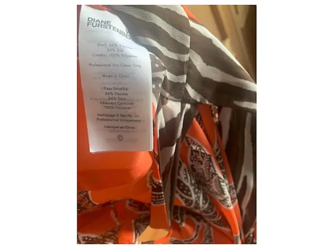 Diane Von Furstenberg Vestido ajustado Negro Blanco Naranja 