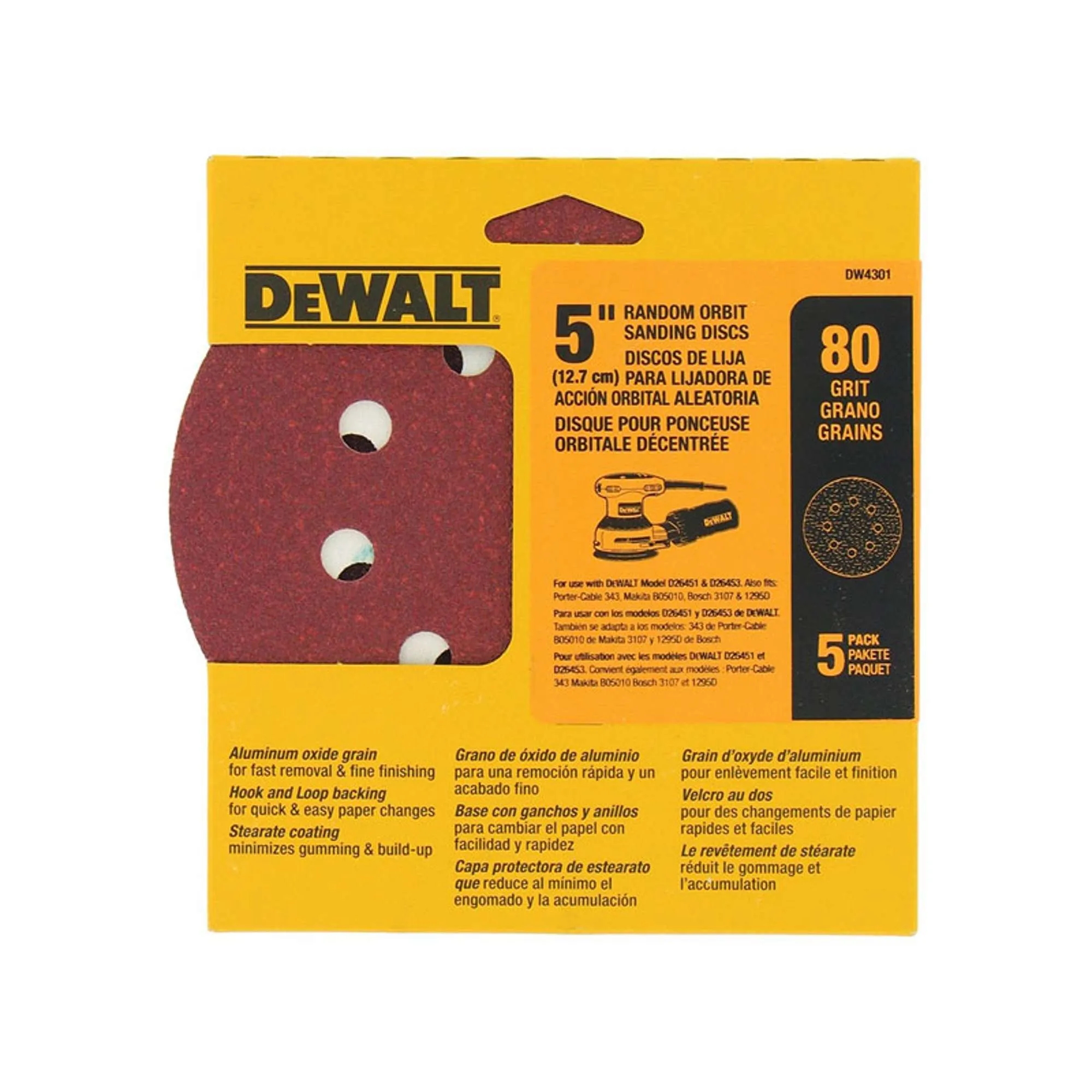 Disco de Lija Dewalt de 5" para Lijadora