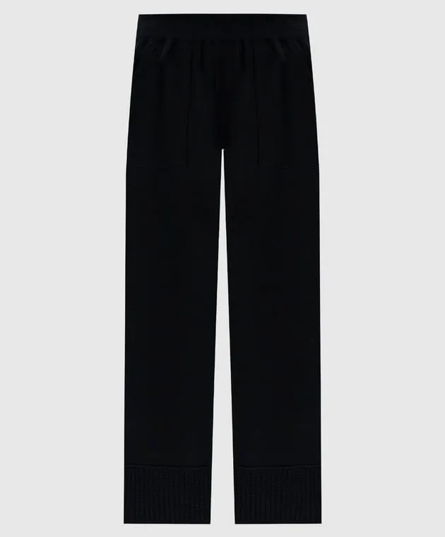 Dondup Black sweatpants in cashmere and wool with a metallic logo