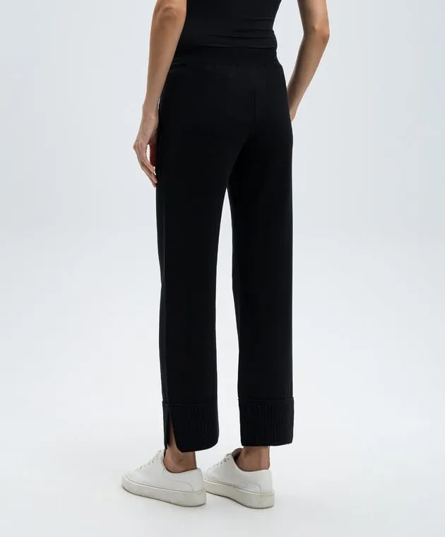 Dondup Black sweatpants in cashmere and wool with a metallic logo