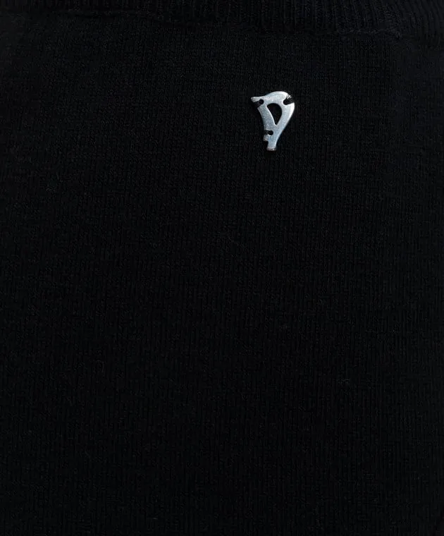 Dondup Black sweatpants in cashmere and wool with a metallic logo