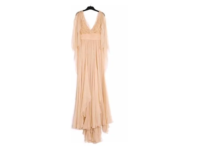 Elie Saab maxi seda melocotón en38 Rosa 