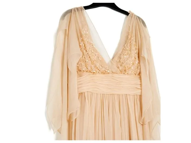 Elie Saab maxi seda melocotón en38 Rosa 