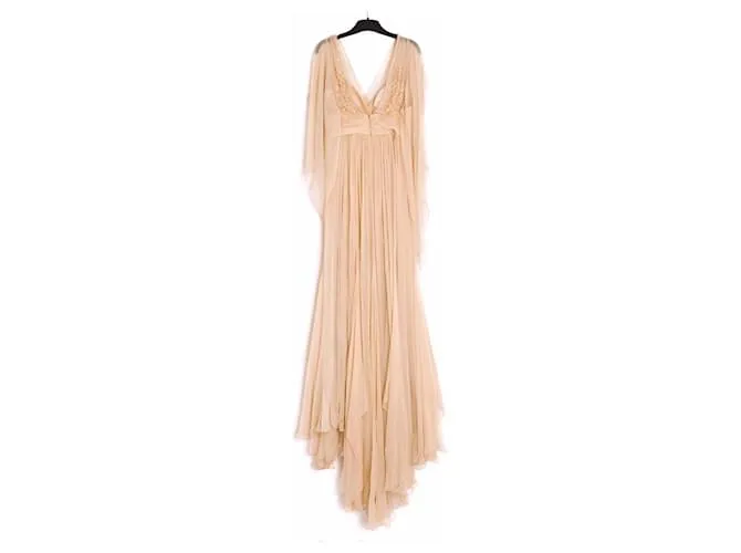 Elie Saab maxi seda melocotón en38 Rosa 