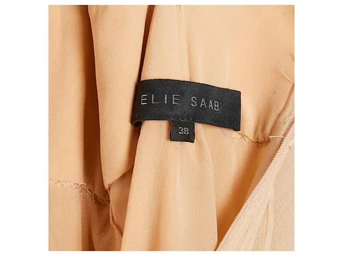 Elie Saab maxi seda melocotón en38 Rosa 