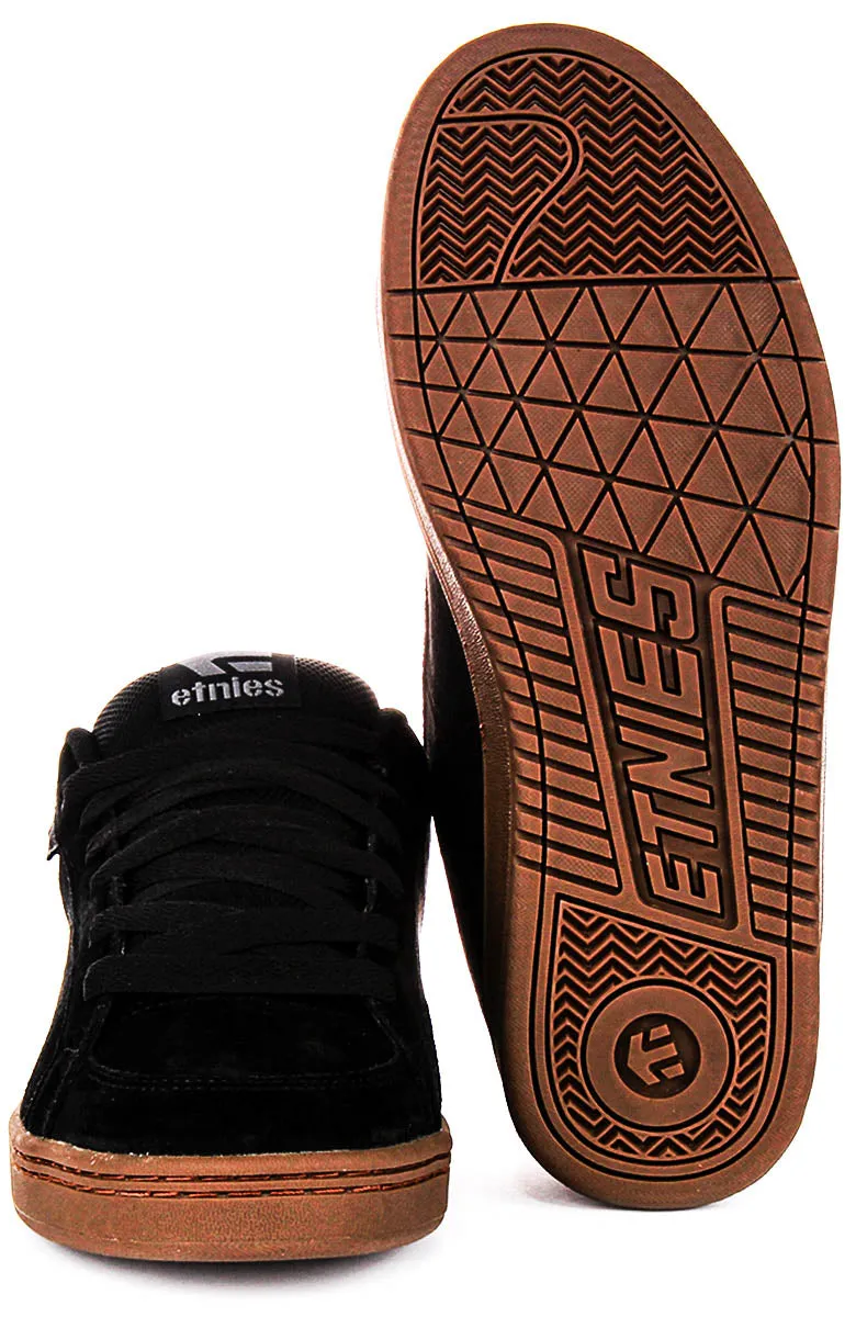Etnies Kingpin Lace Up Padded Zapatillas de cuero nobuck acolchadas para hombre en negro y marrón