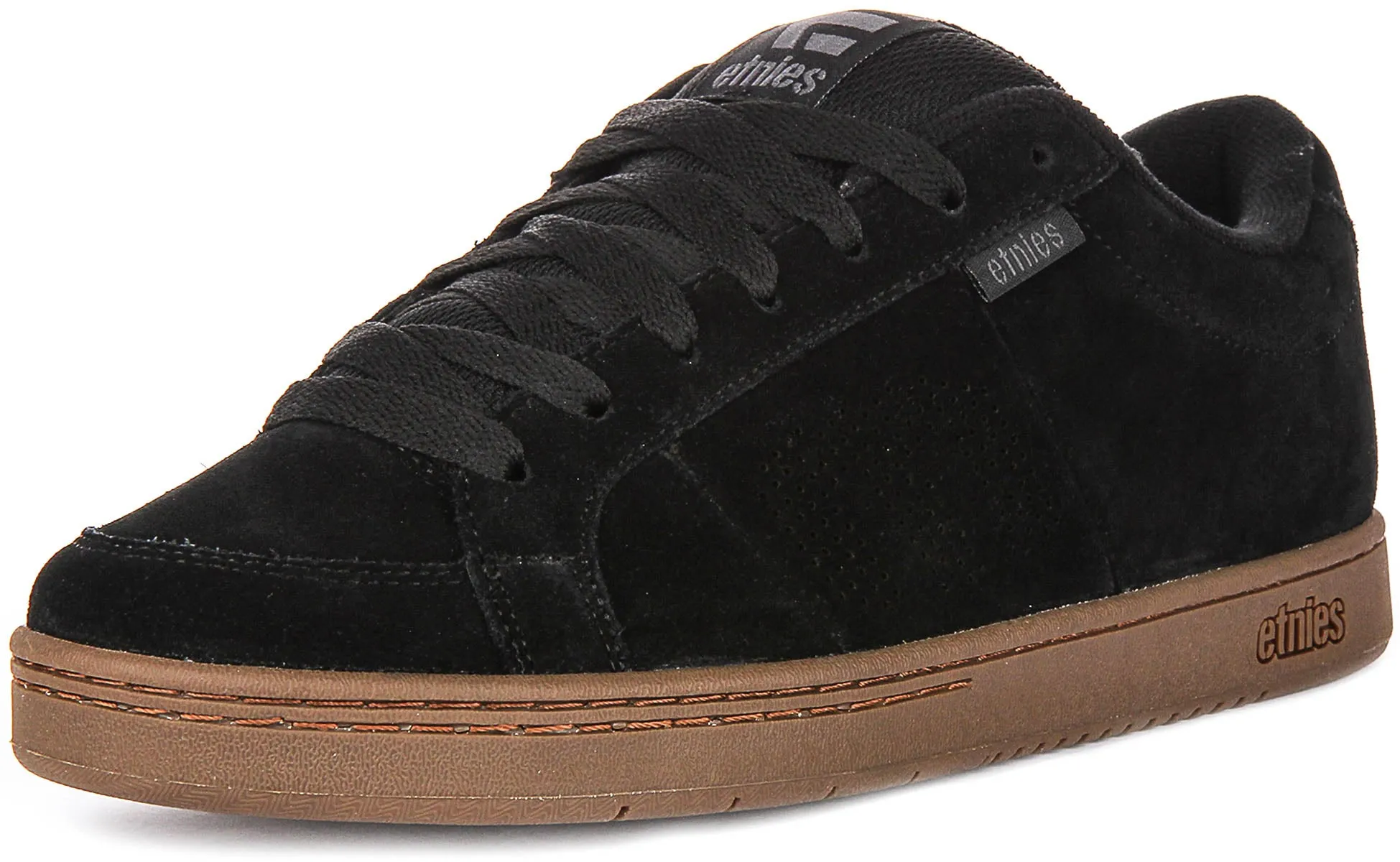 Etnies Kingpin Lace Up Padded Zapatillas de cuero nobuck acolchadas para hombre en negro y marrón