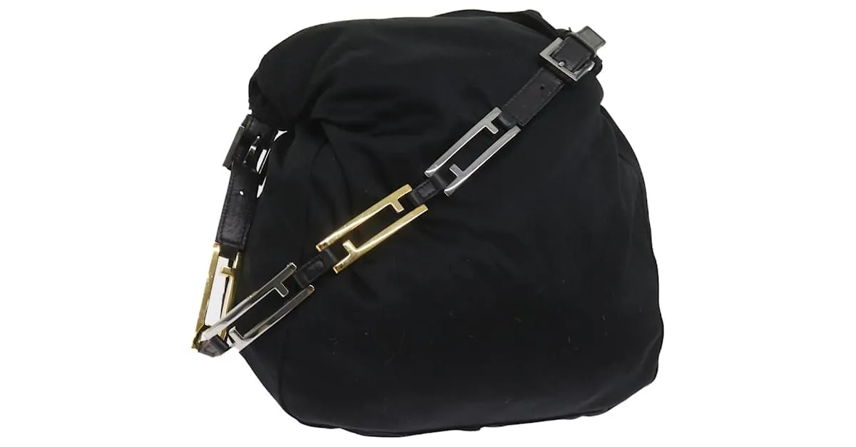 FENDI Bandolera Nylon Negro Auth bs9744 