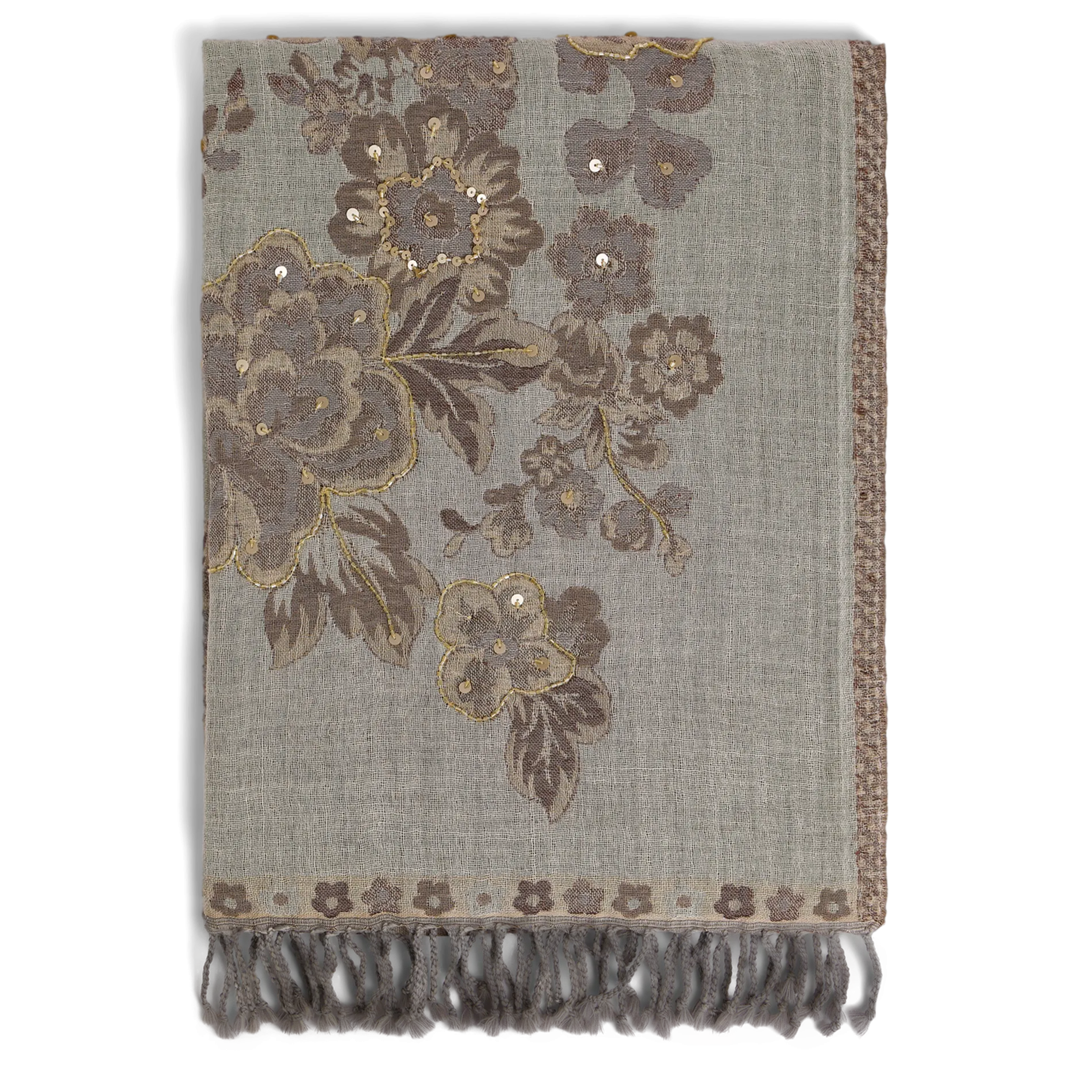 GERARD DAREL DORINE  BUFANDA DE LANA JACQUARD FLORAL EN BEIGE