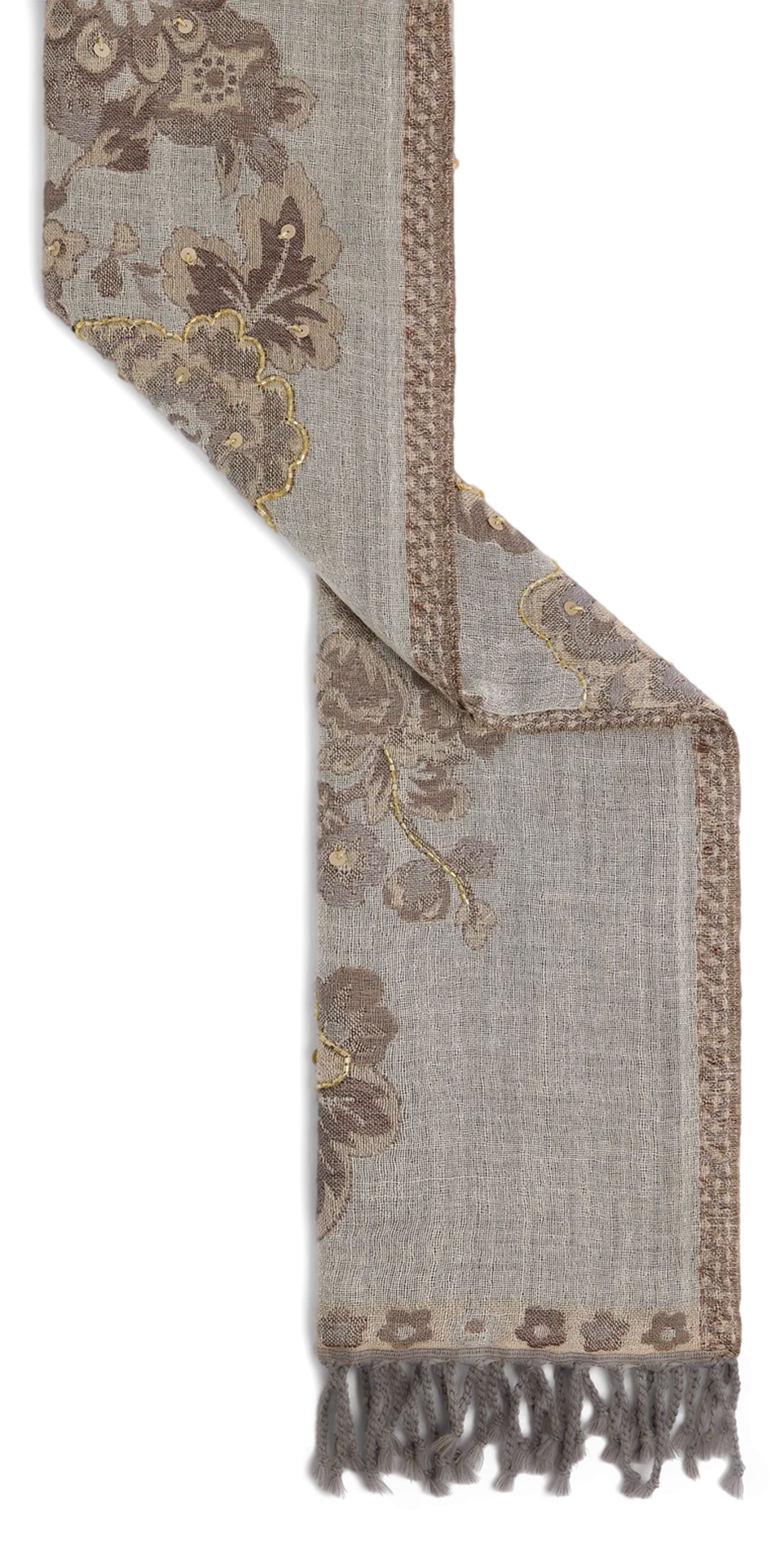 GERARD DAREL DORINE  BUFANDA DE LANA JACQUARD FLORAL EN BEIGE