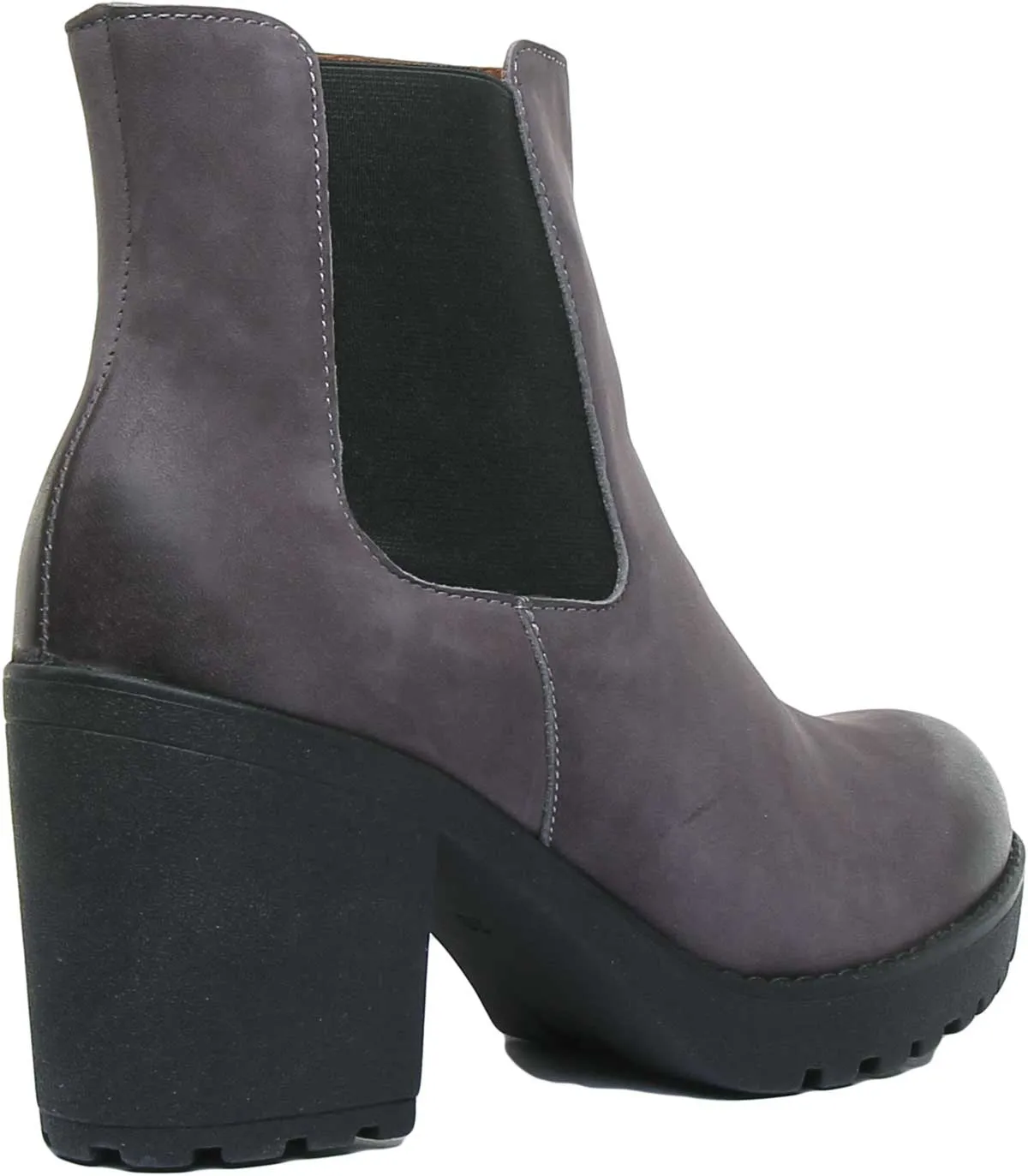 JUSTINREESS 3100 Botín de piel con tacón en bloque para mujer en negro