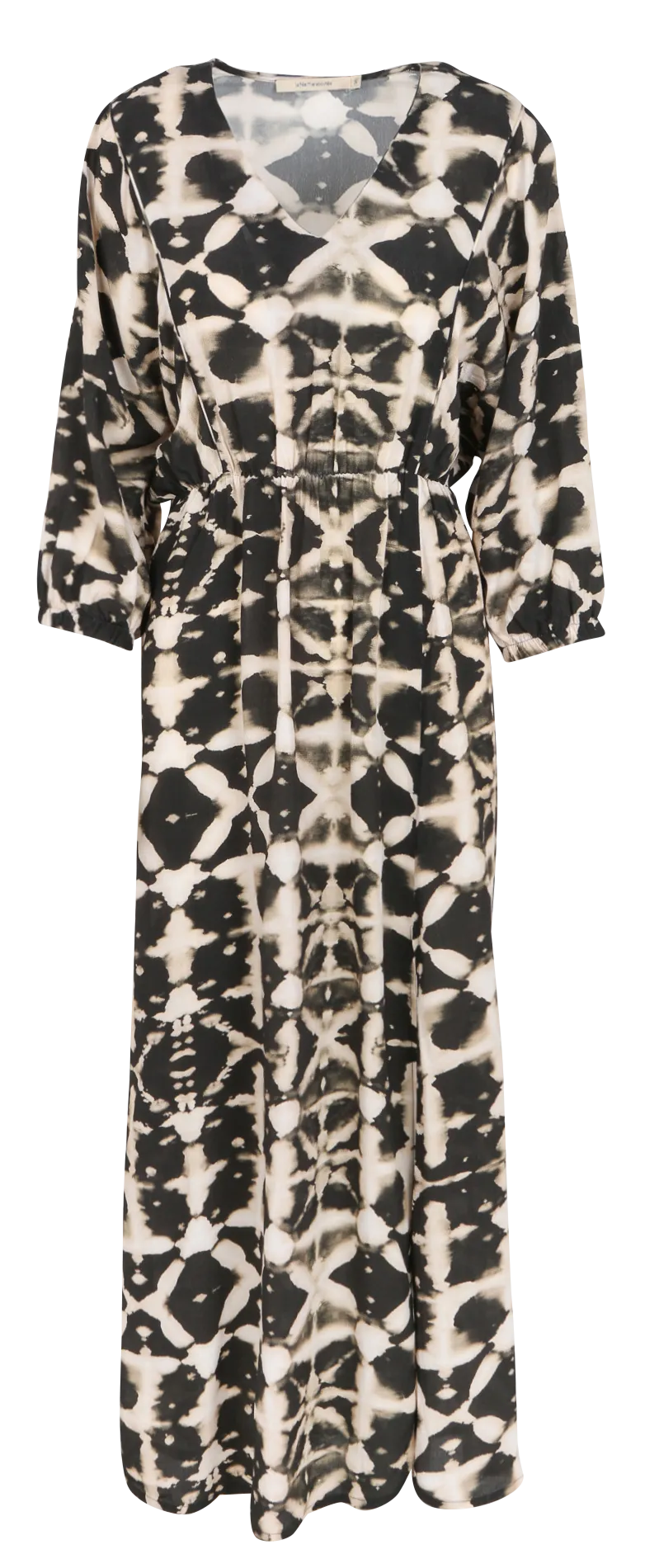 LA FEE MARABOUTEE Vestido largo estampado con cuello de pico en negro