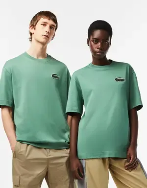 Lacoste Camiseta unisex loose fit en algodón ecológico con cocodrilo de gran tamaño