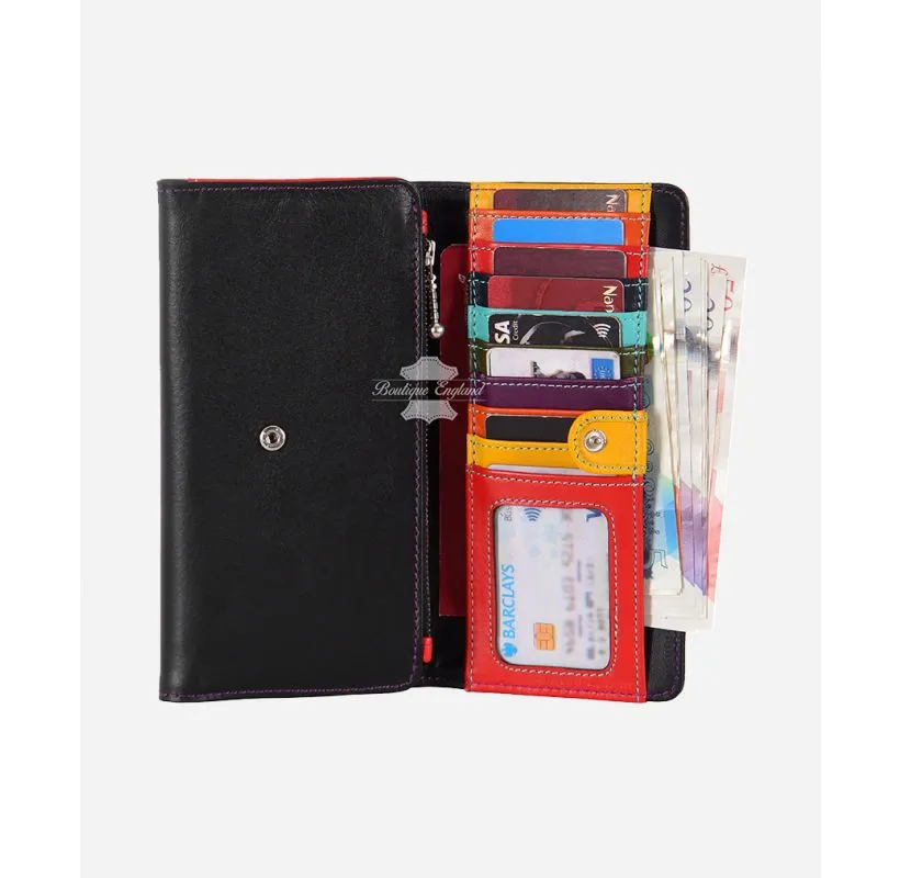 Ladies Trifold Leather Clutch Multi Pockets Credit Card Holder Organizer