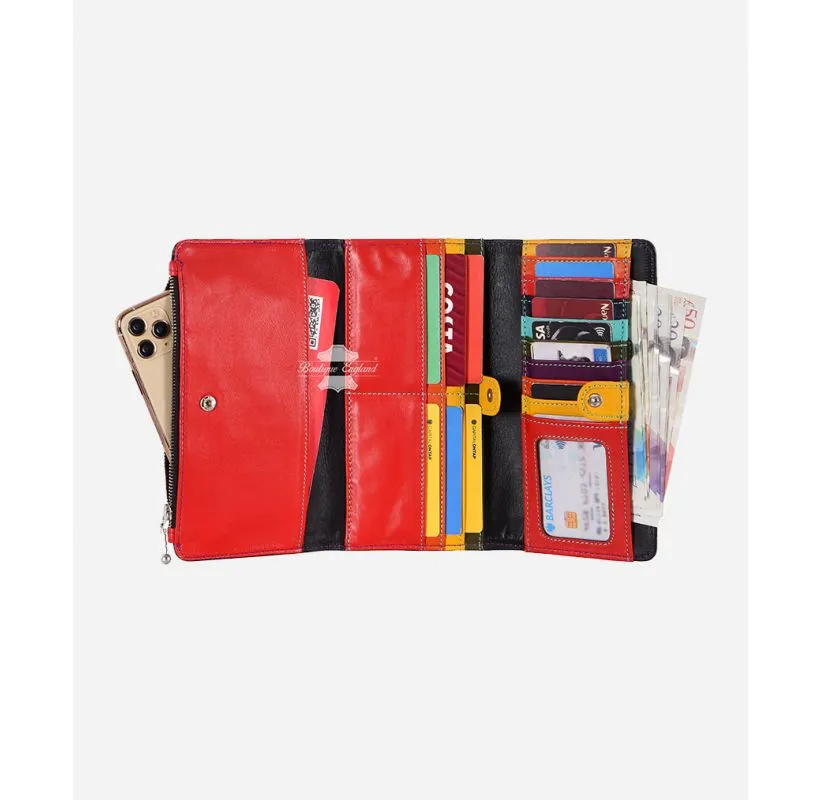 Ladies Trifold Leather Clutch Multi Pockets Credit Card Holder Organizer