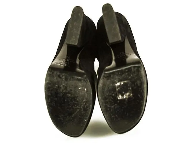 Lanvin Black Suede Botas hasta la rodilla Tacones altos Plataforma Zapatos tamaño 37 Negro 