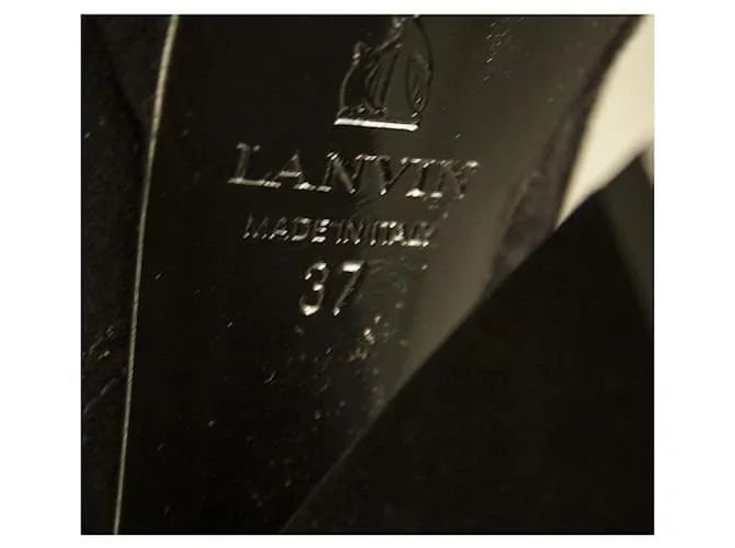 Lanvin Black Suede Botas hasta la rodilla Tacones altos Plataforma Zapatos tamaño 37 Negro 