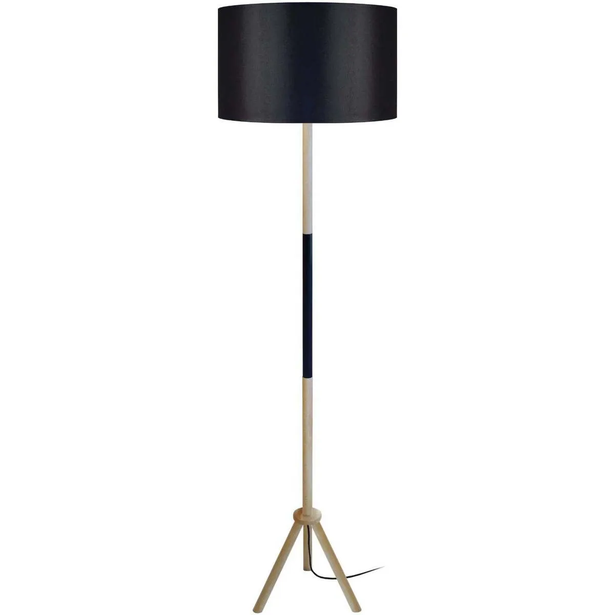 Lámpara de pie redondo madera natural y negro