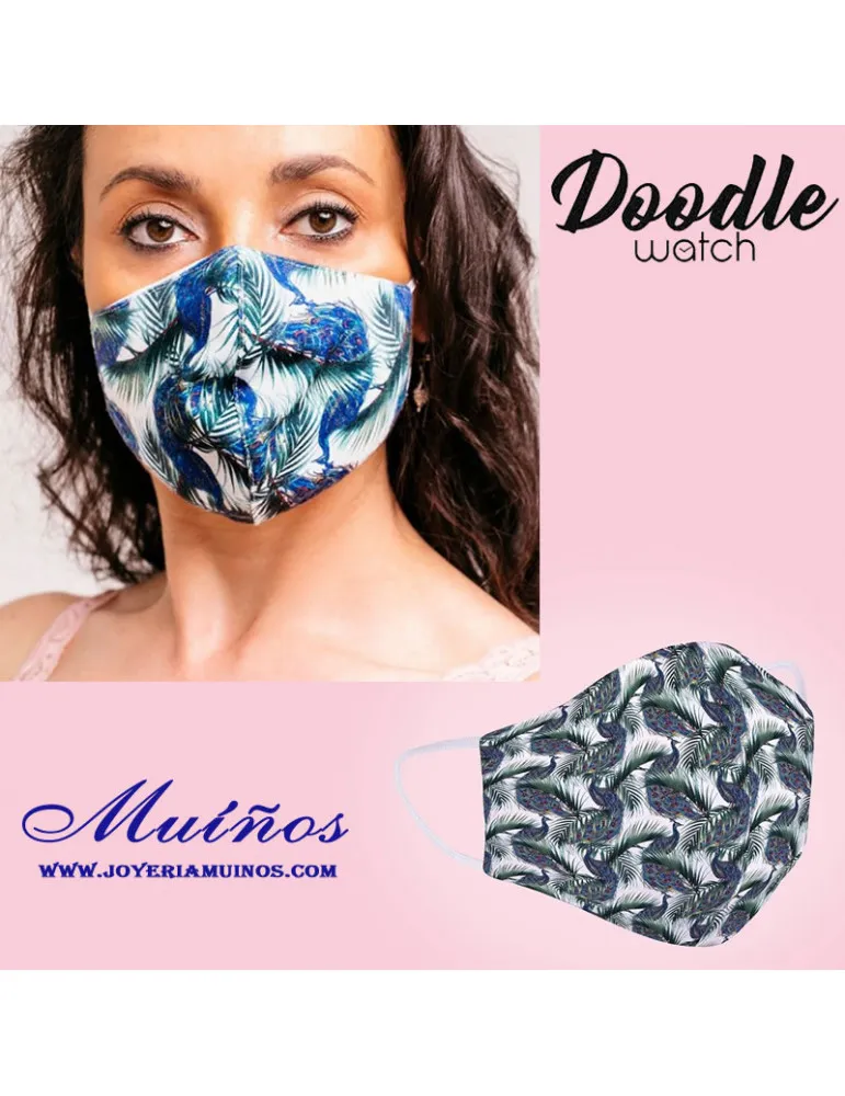 Mascarilla lavable pavo real tatuaje