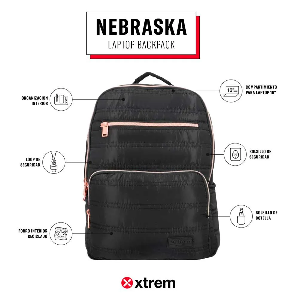 Mochila Notebook Xtrem Nebraska 5XT Negro/Rose Gold 16"