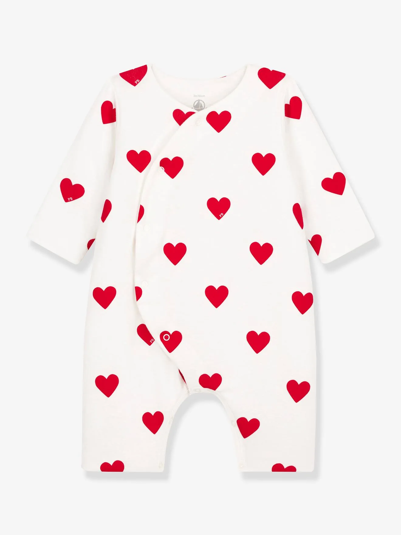 Mono largo corazones rojos para bebé de canalé PETIT BATEAU