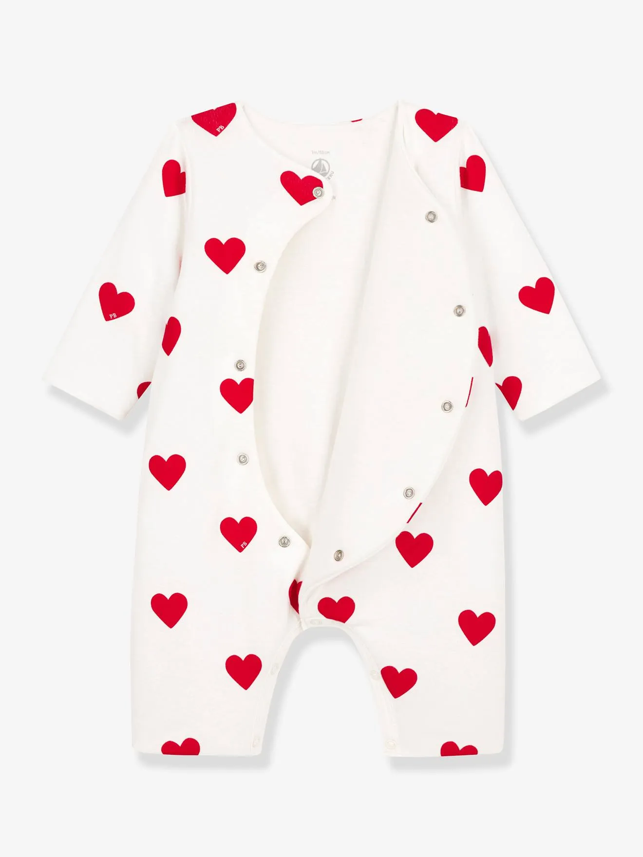 Mono largo corazones rojos para bebé de canalé PETIT BATEAU