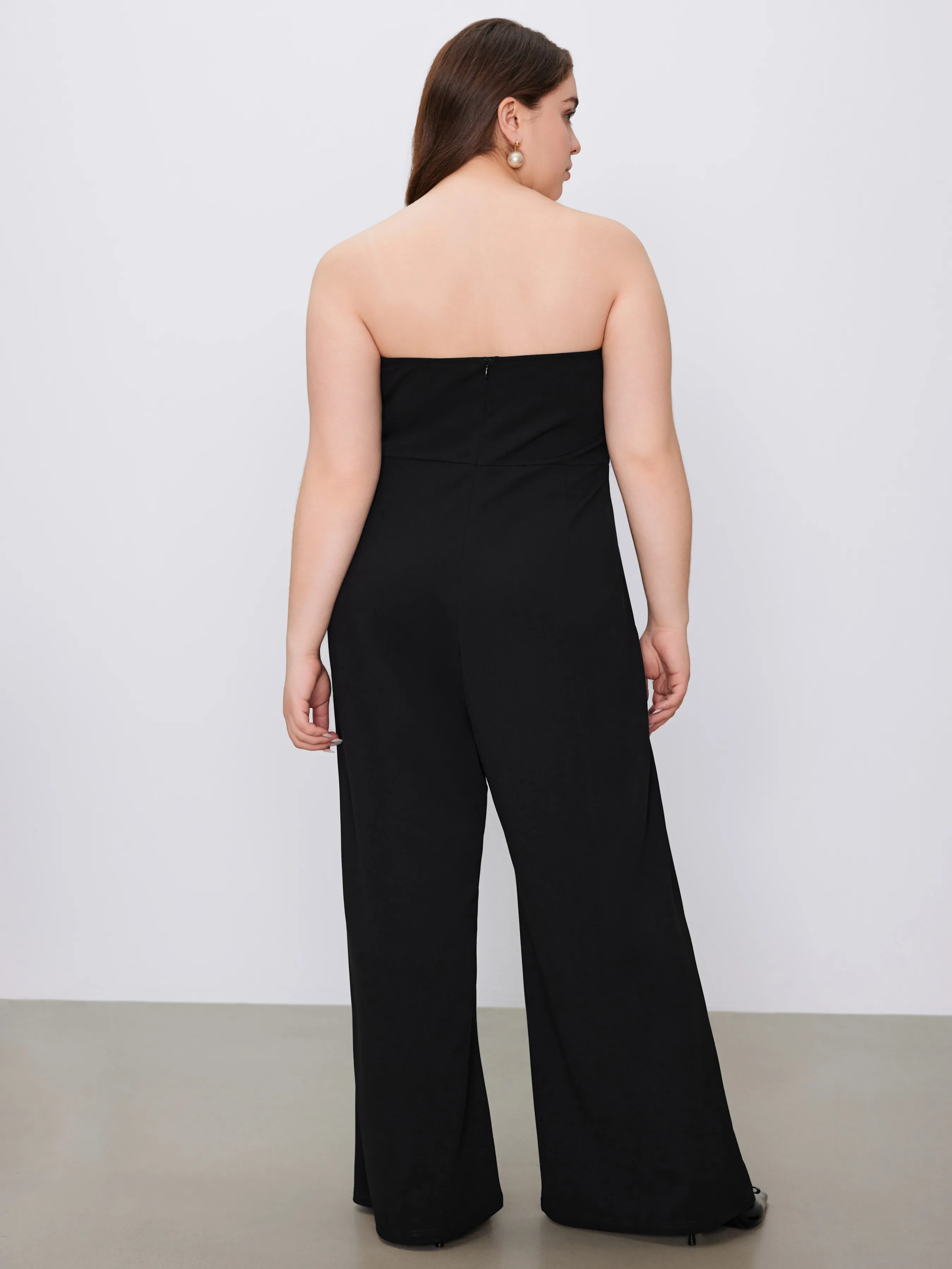 Mono Recto Plisado de Tubo con Perlas Falsas Curvy