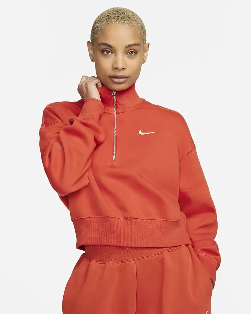 NIKE PHOENIX FLEECE OVERSIZED 1/2ZIP CROP SWEATSHIRT