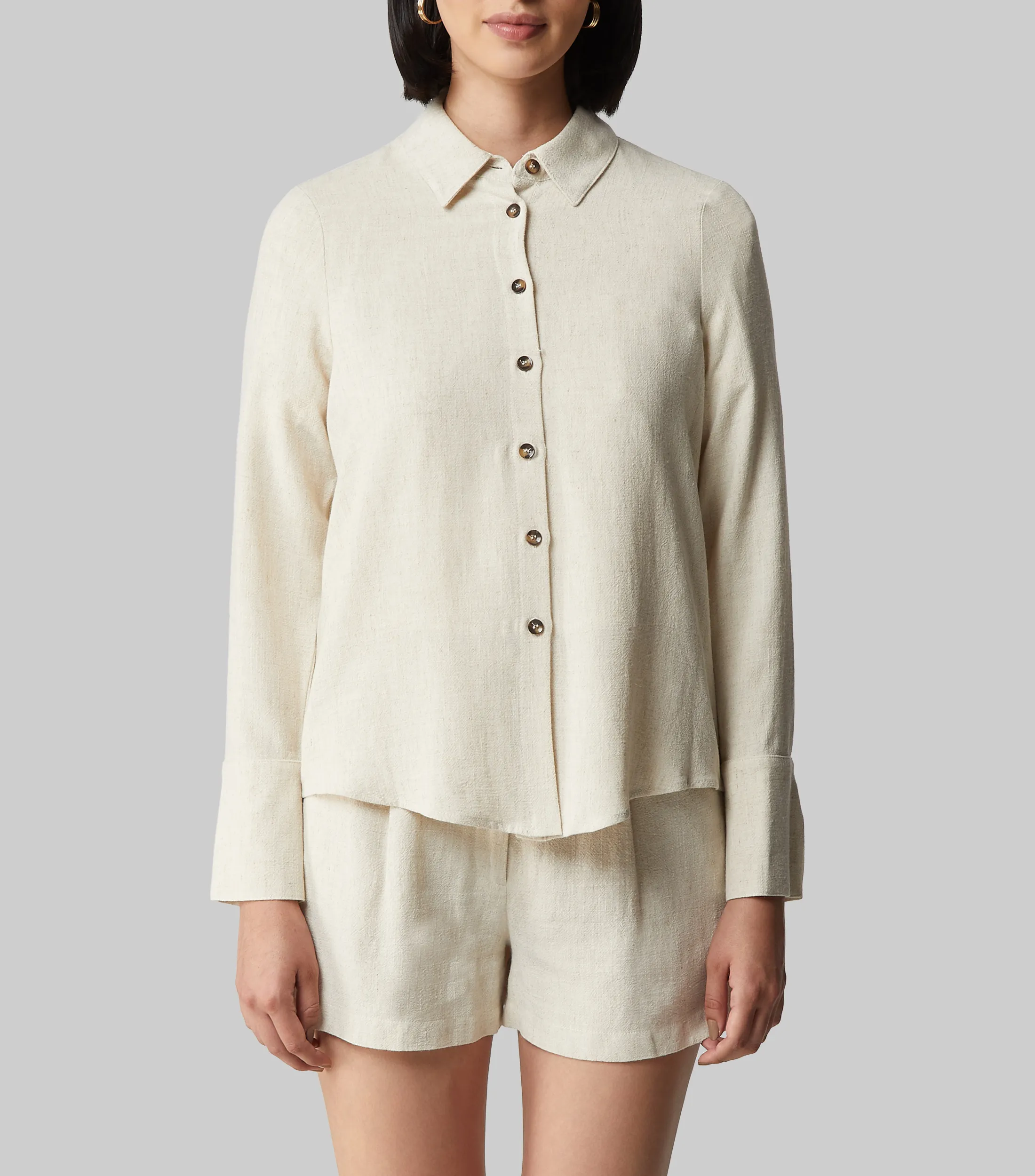 Octavia Camisa lisa manga larga Mujer