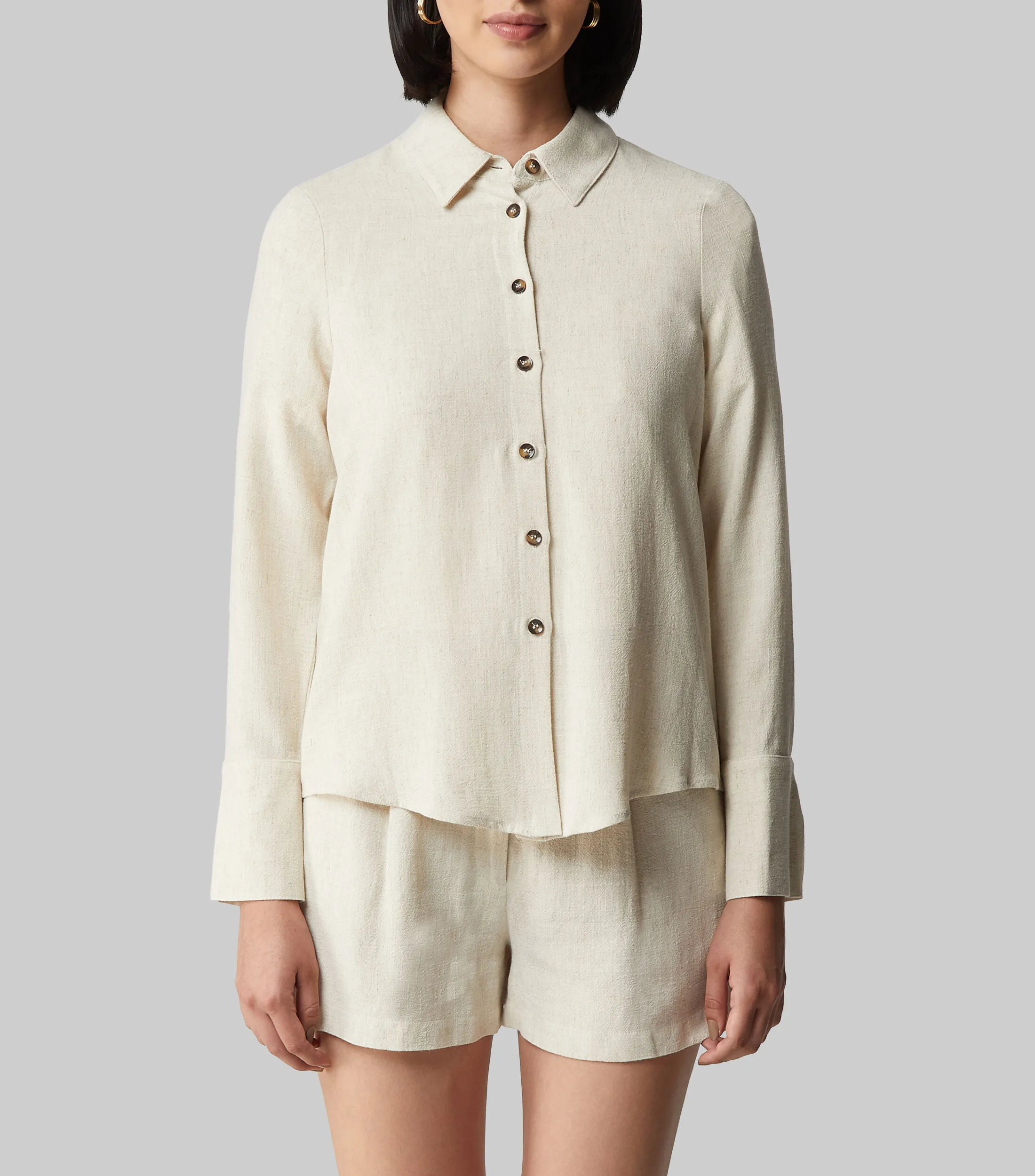 Octavia Camisa lisa manga larga Mujer