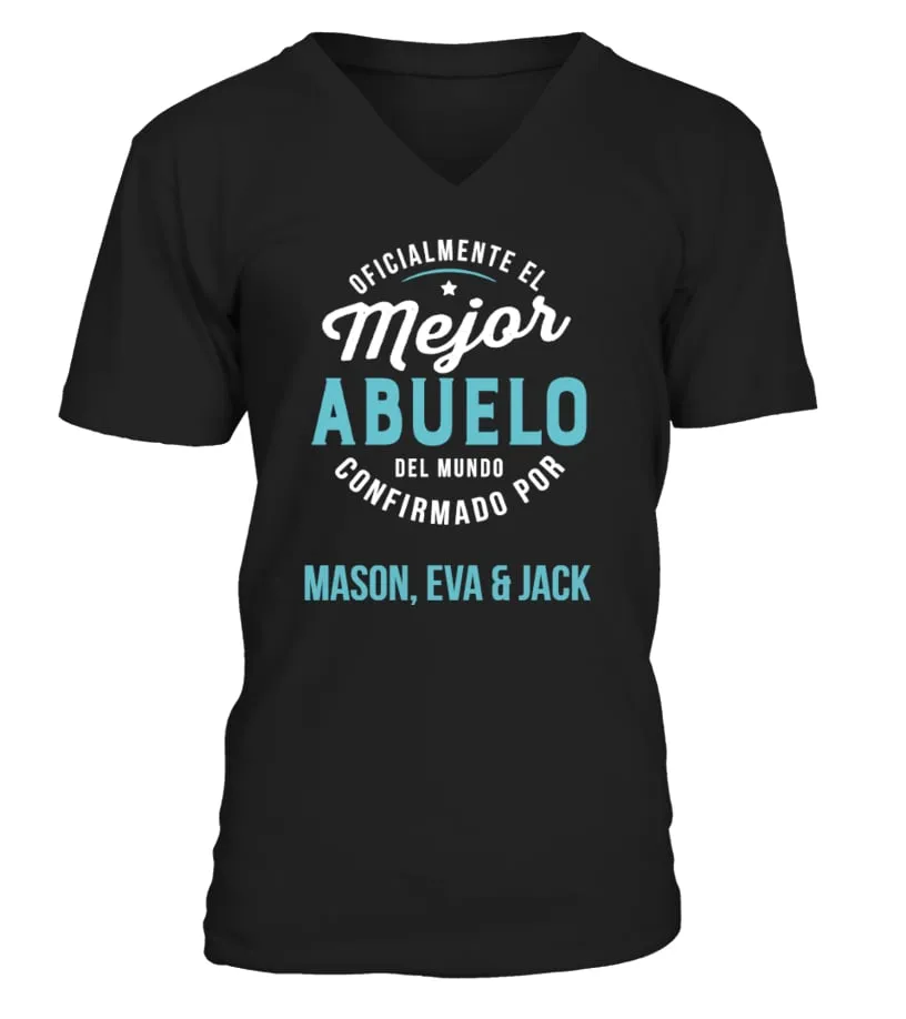 Oficialmente el mejor Abuelo del mundo, confirmado por Mason, Eva & Jack Camiseta cuello en V Unisex