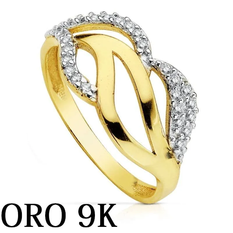 Oro 9k Anillo hoja