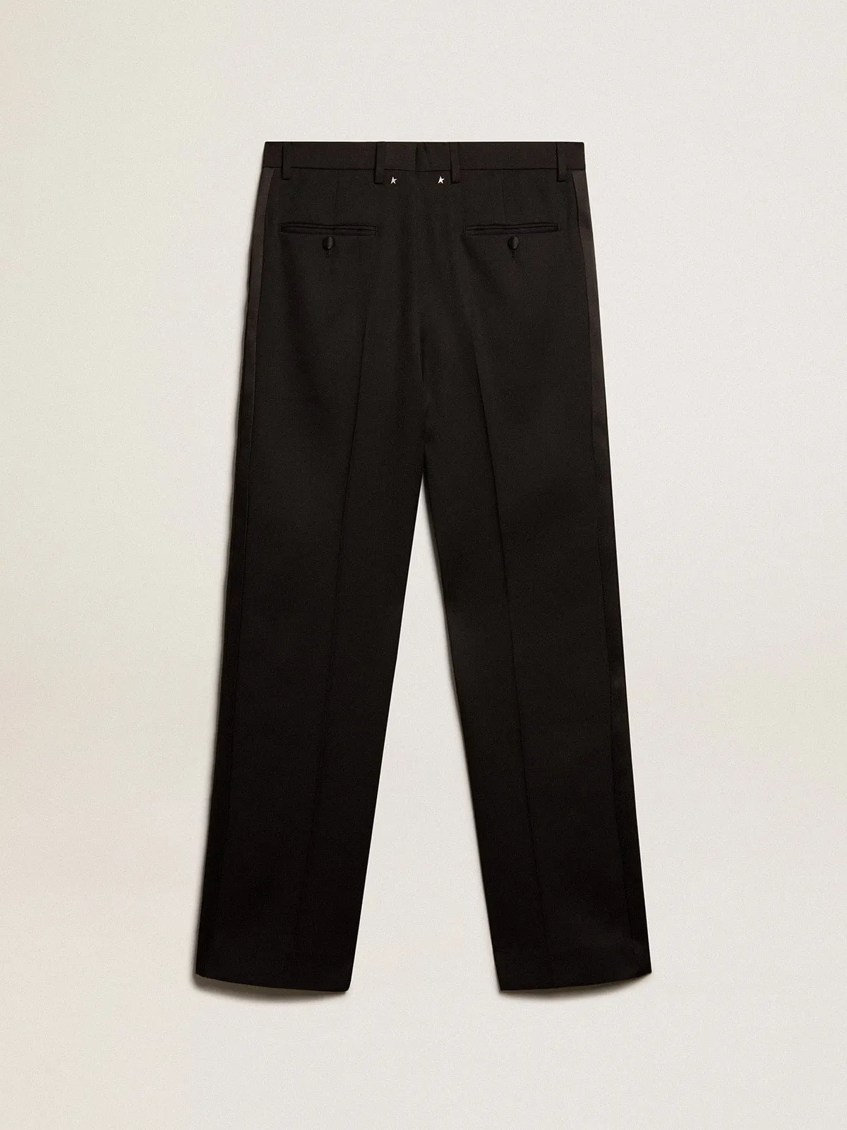 Pantalón de esmoquin de hombre en gabardina de lana color negro