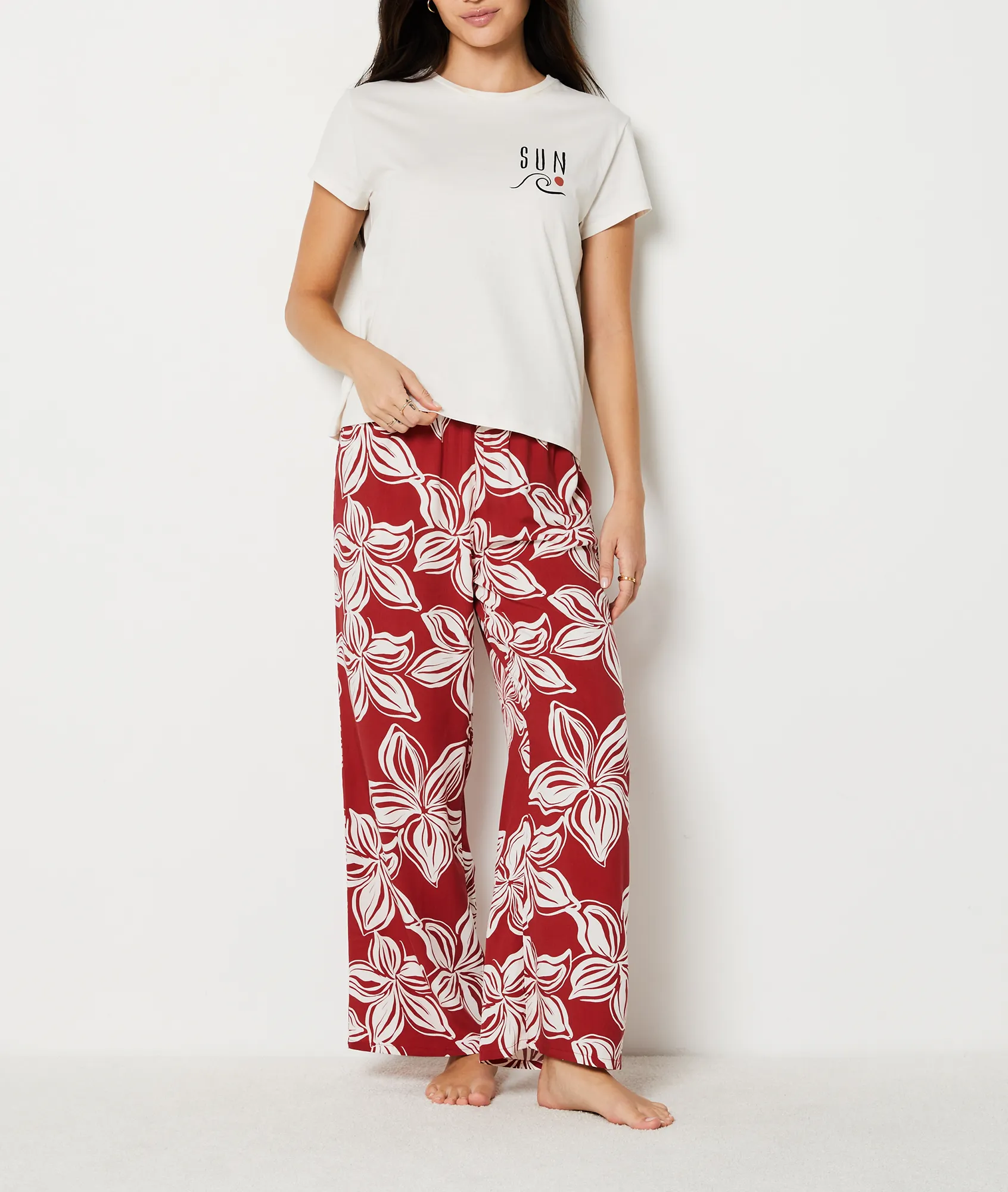 PANTALóN PIJAMA 7/8 ESTAMPADO FLORAL RUBI TERRACOTTA  ETAM