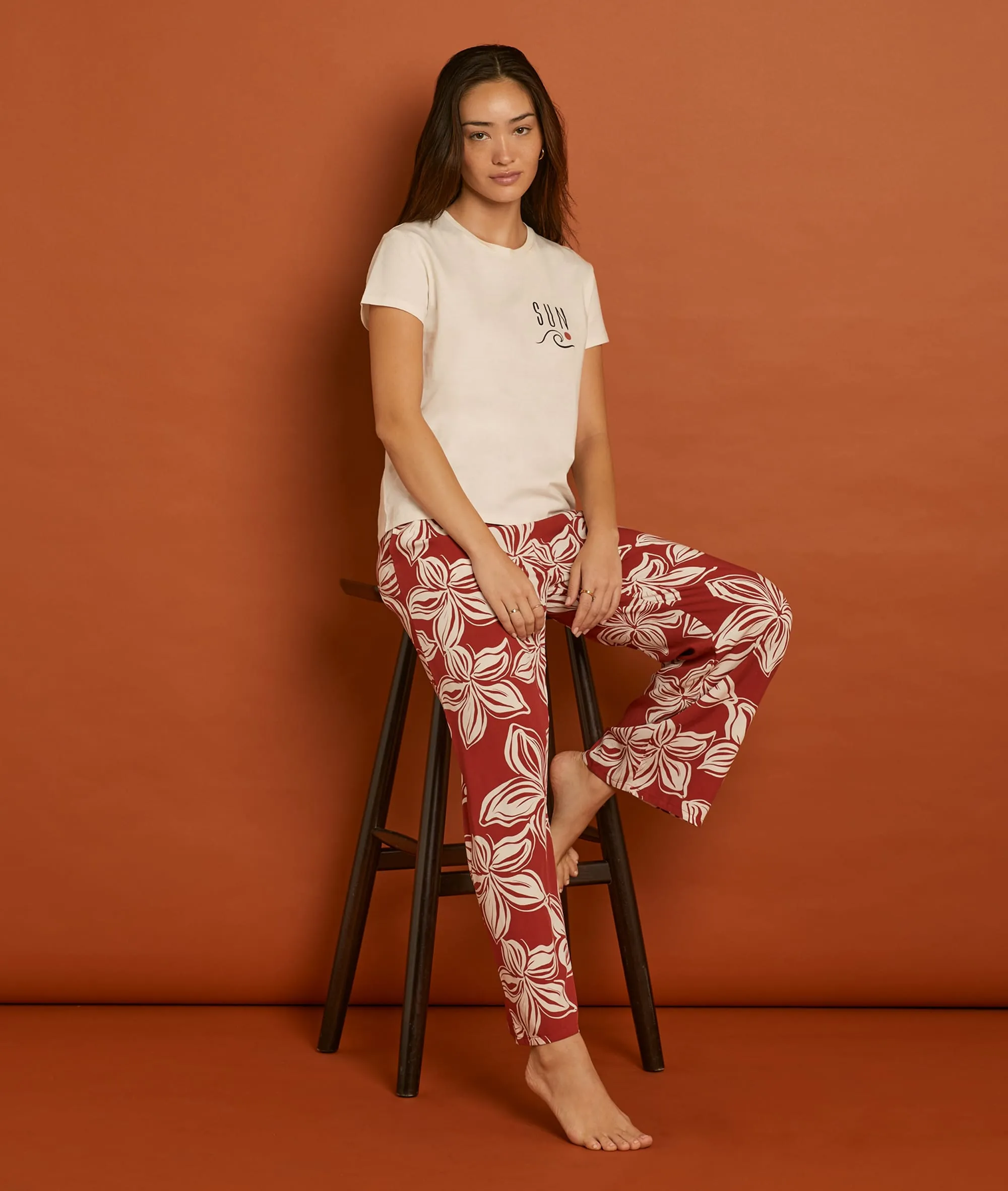 PANTALóN PIJAMA 7/8 ESTAMPADO FLORAL RUBI TERRACOTTA  ETAM