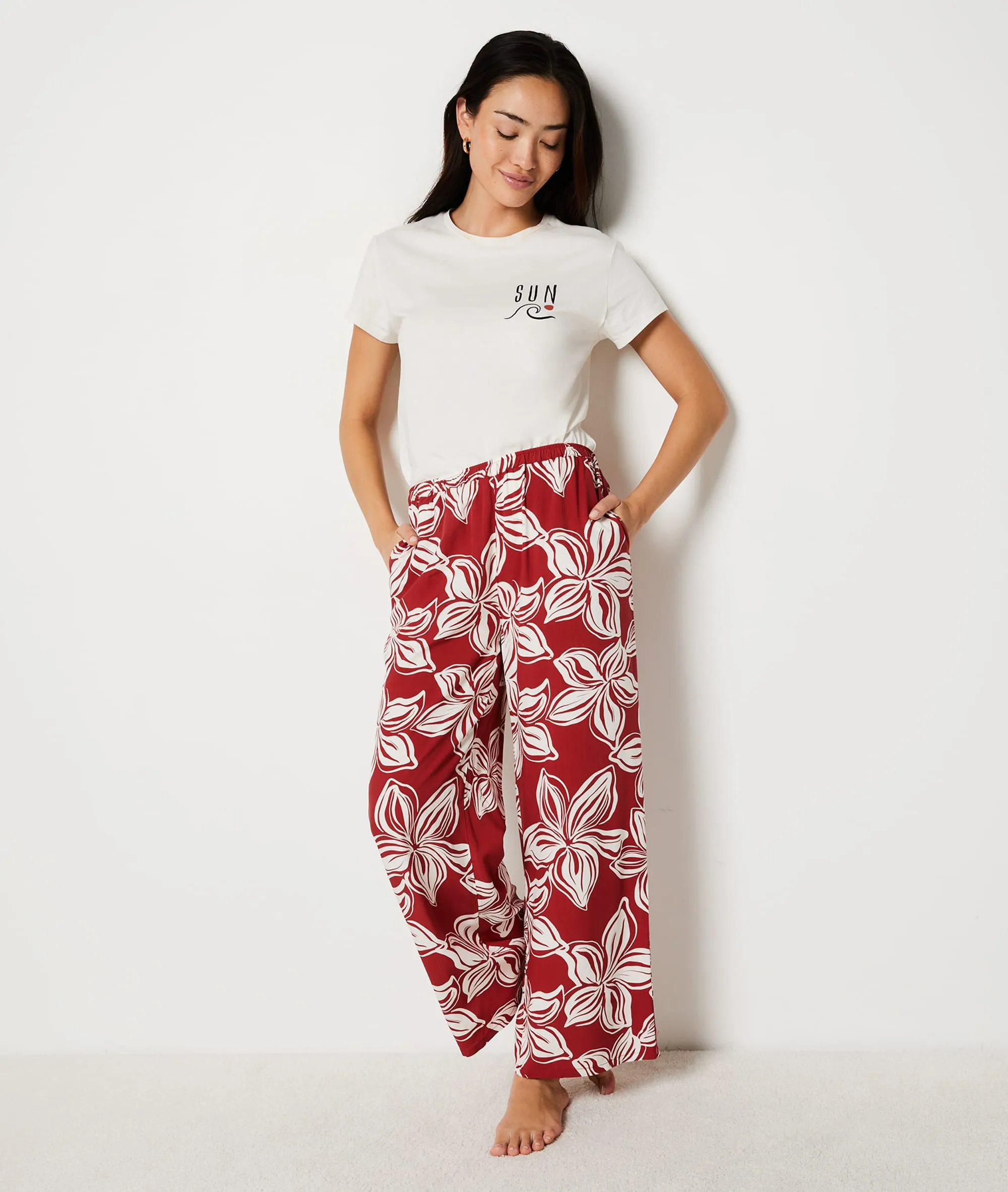 PANTALóN PIJAMA 7/8 ESTAMPADO FLORAL RUBI TERRACOTTA  ETAM