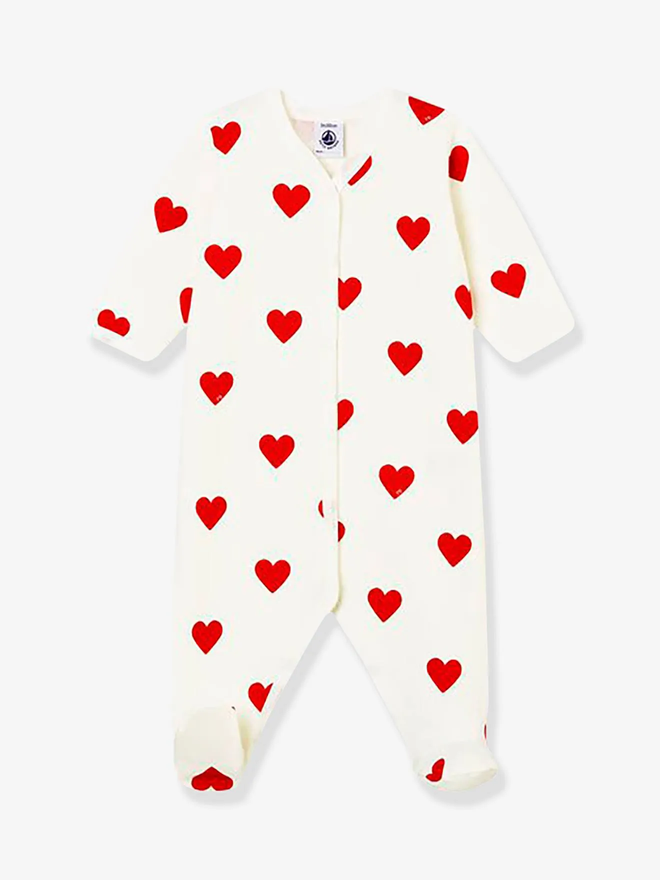 Pelele para bebé con corazones de felpa Petit Bateau
