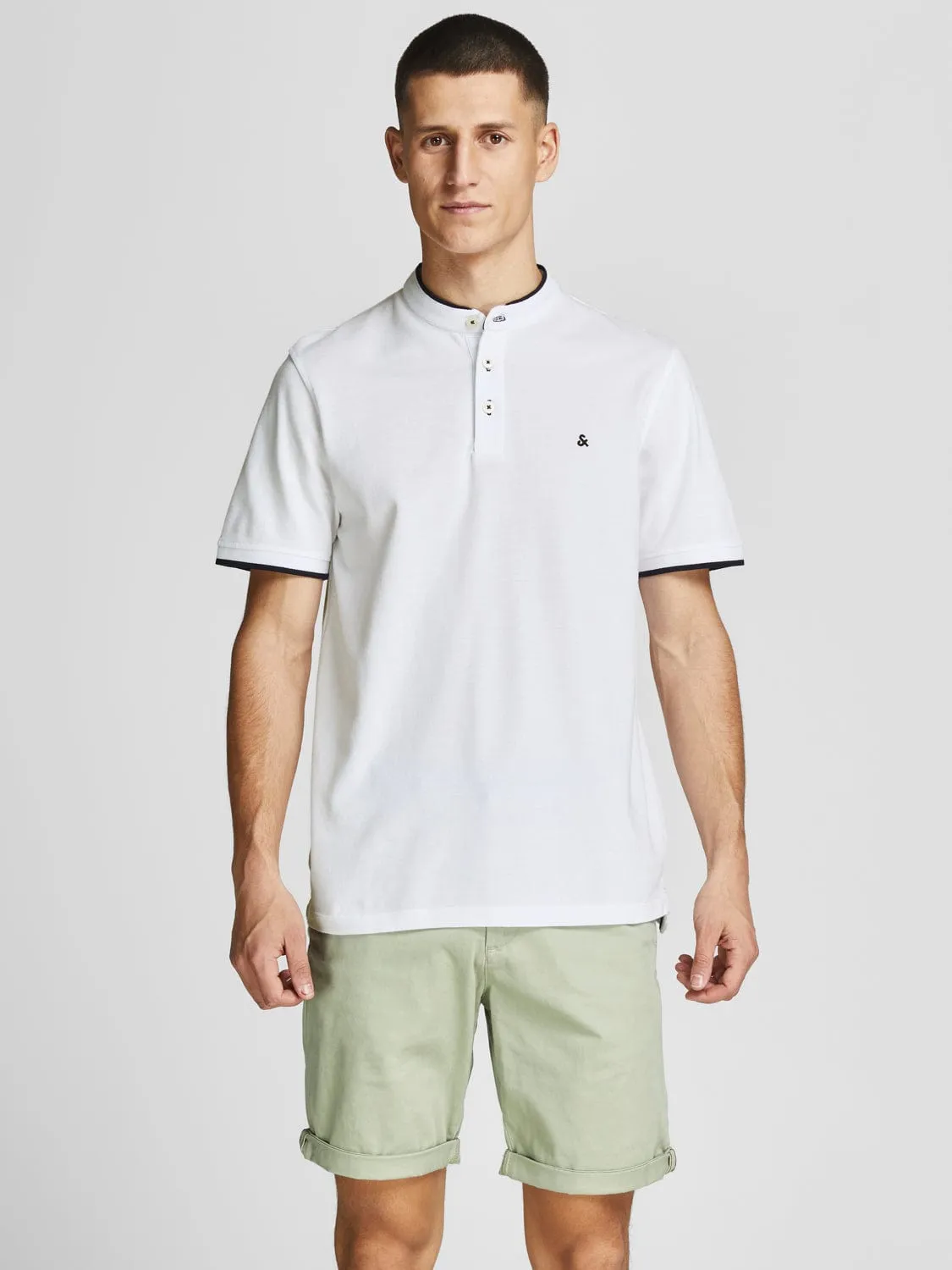 Polo básico de cuello mao blanco JJEPAULOS