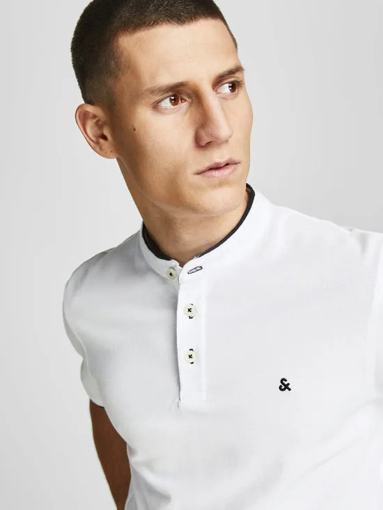 Polo básico de cuello mao blanco JJEPAULOS
