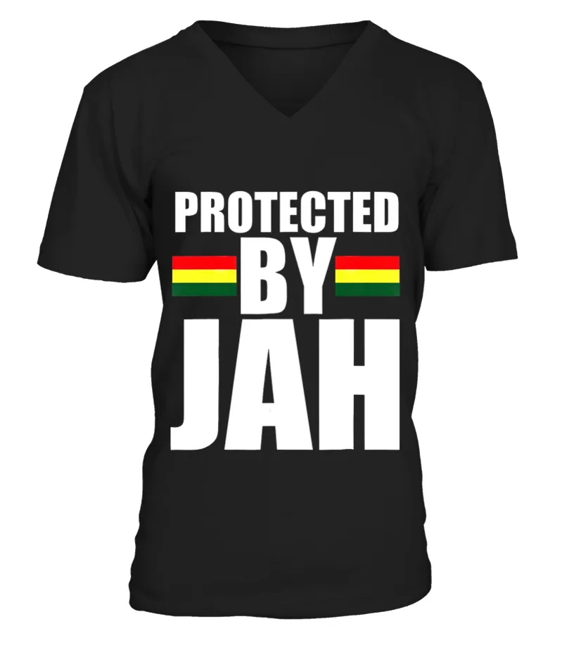 RCA PROTECTED BY JAH RASTA REGGAE GIFT TSHIRT CAMISETA CUELLO EN V UNISEX
