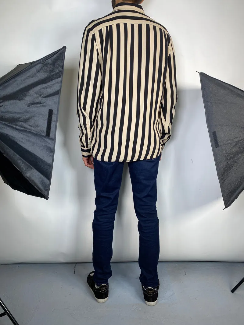 REISS Camisa de Rayas Beige y Negro